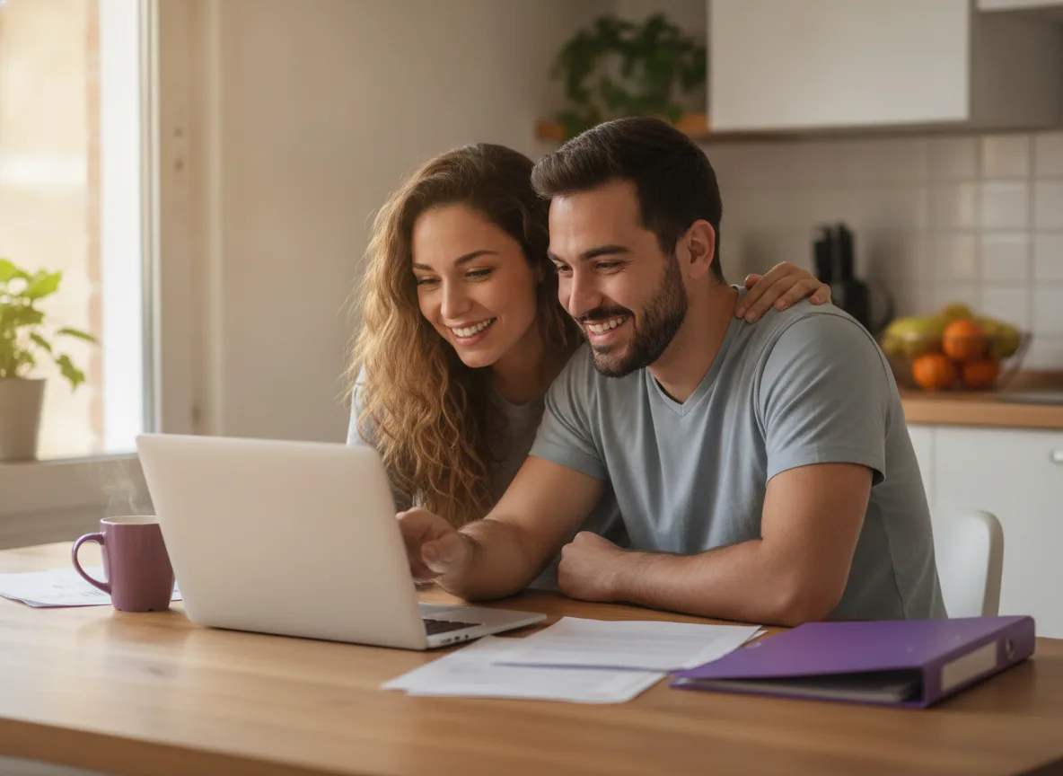 A couple reviewing financing options together at home